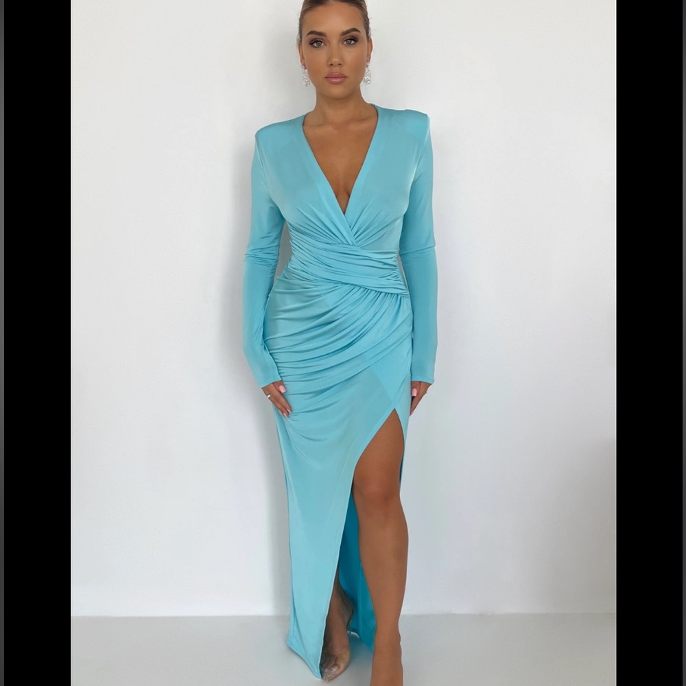 Baby blue long sleeve maxi dress